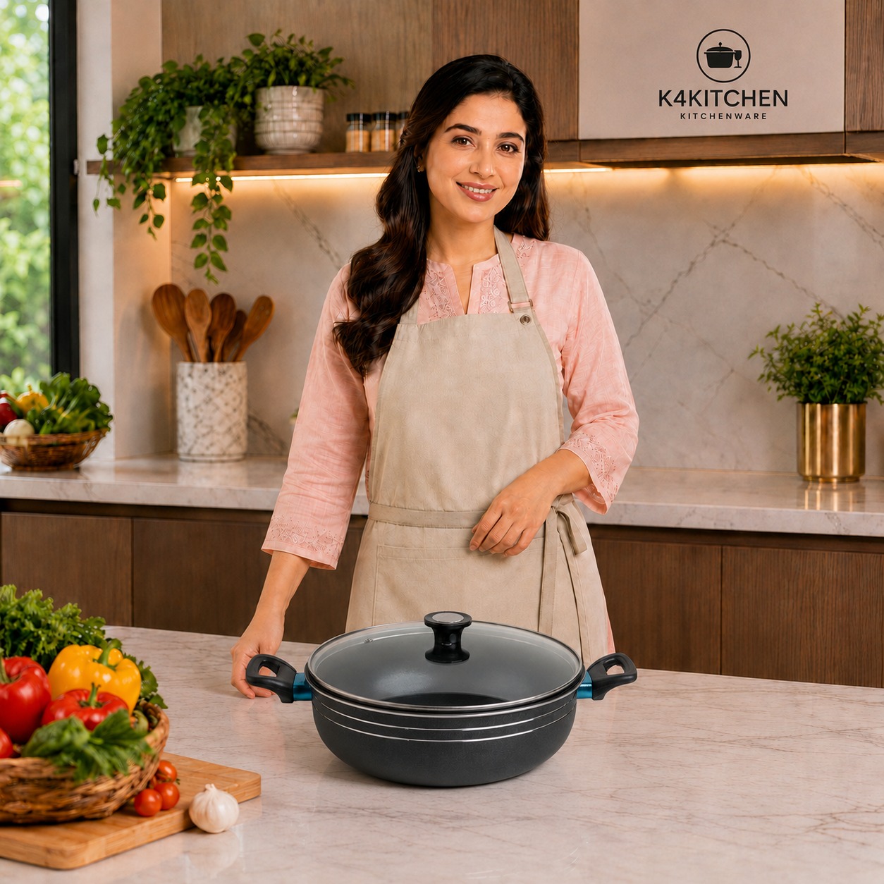 Non Stick Wok Glass Lid