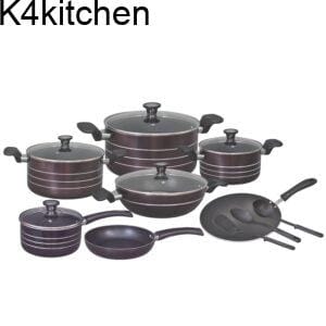 Non-Stick Polka Marble Coating Bakelite 15 Pcs