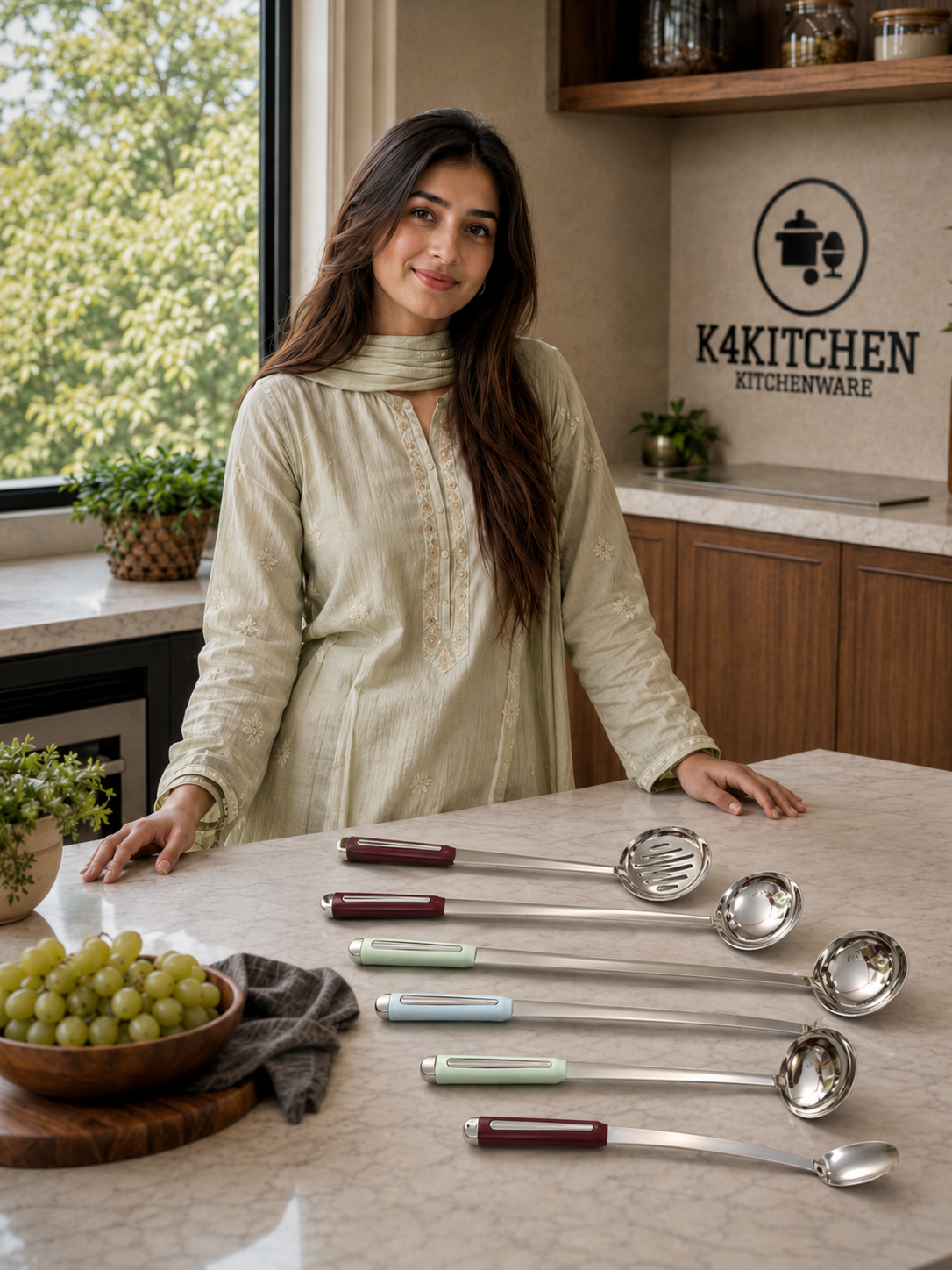 5-piece stainless steel cooking spoon set