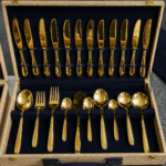 exquisite 24-piece gold-finish cutlery set