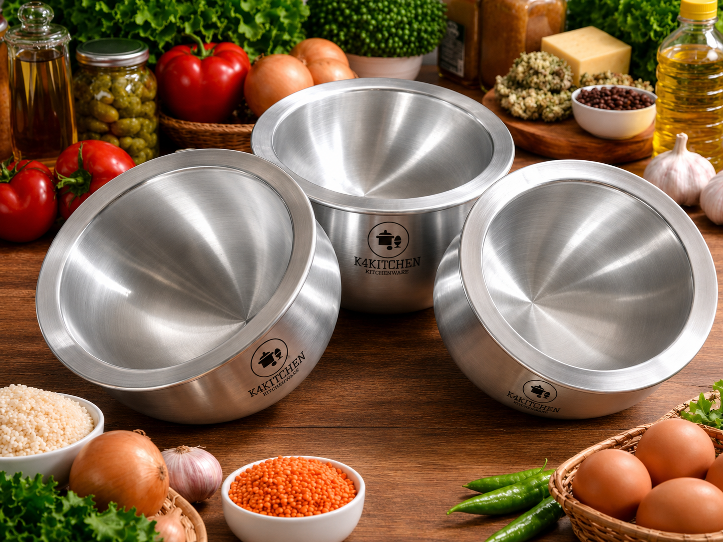 premium 3-piece stainless steel cooking pot set