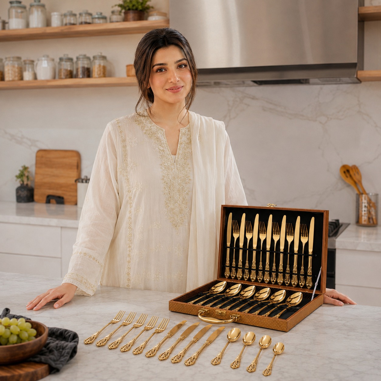 Luxury 24-Piece Gold Cutlery Set with Premium Gift Box